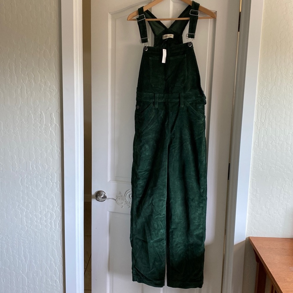 Madewell green cord pry overalls NWT
